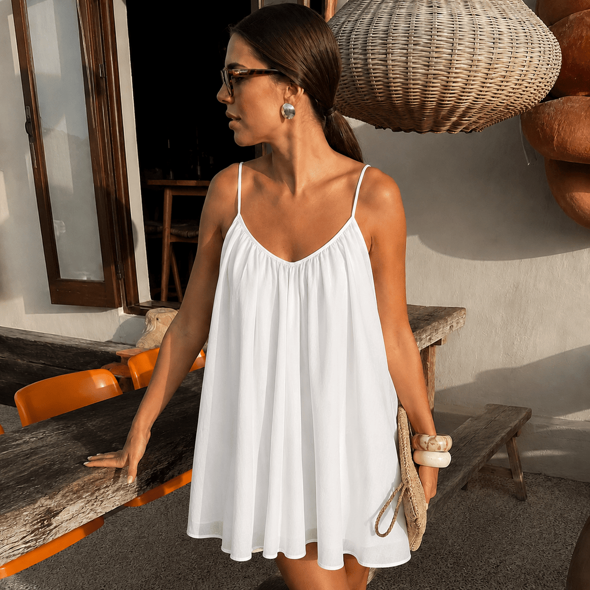 Minivestido vaporoso de tirantes finos Lavinia
