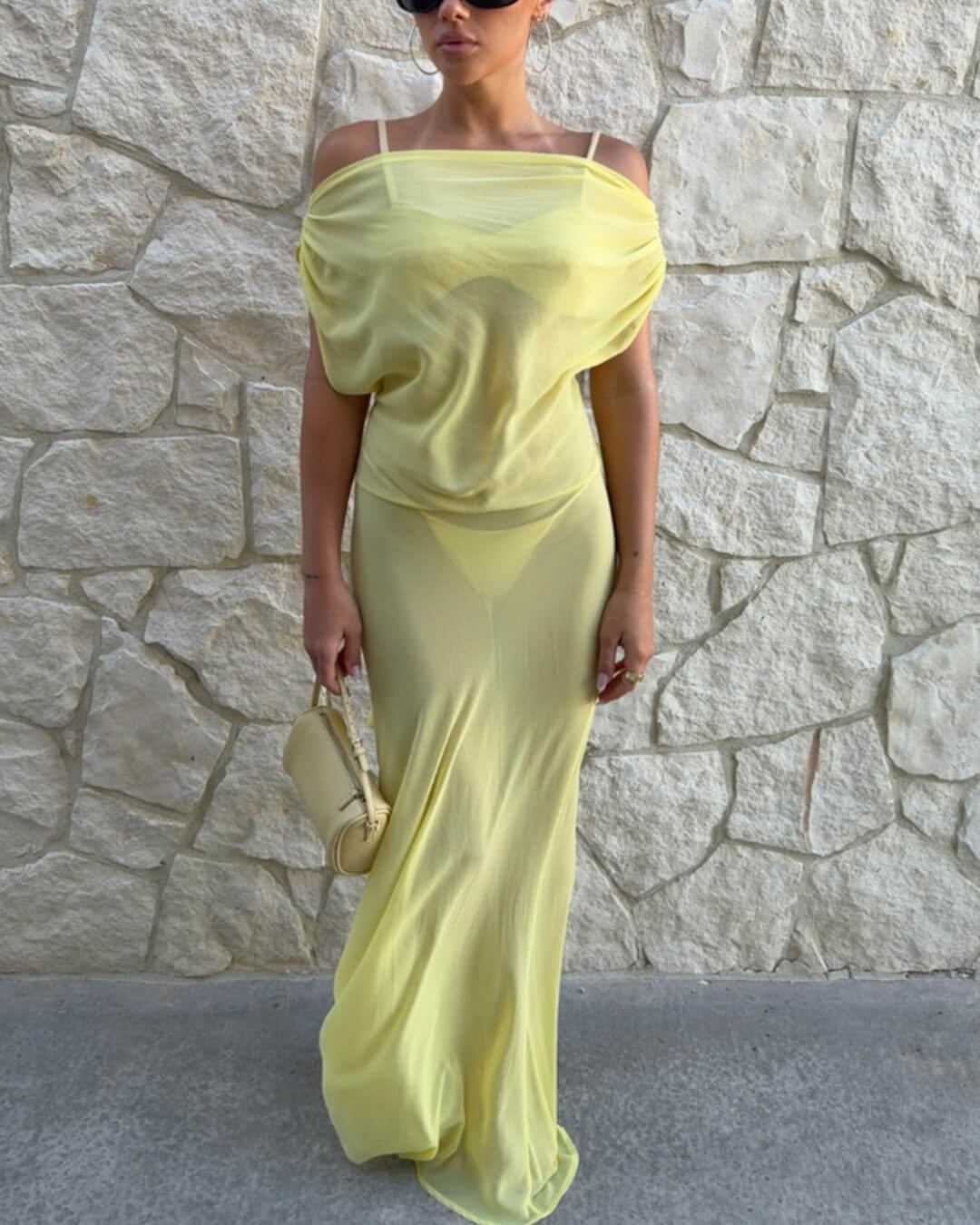 Vestido largo de malla con espalda descubierta Leah