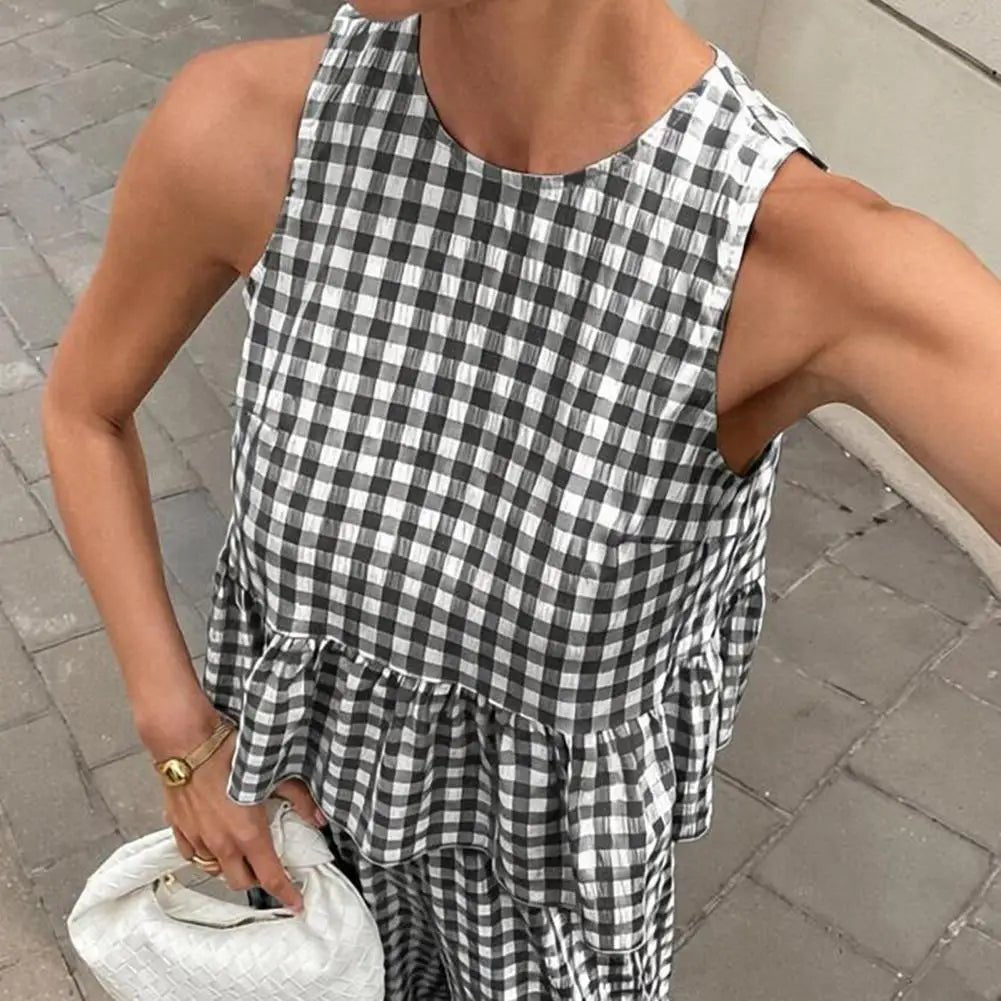 Conjunto de dos piezas Leanne de cuadros con volantes