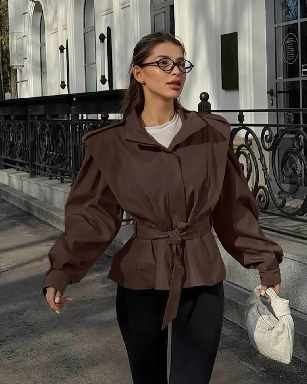 Chaqueta Leizel de encaje con cuello mao
