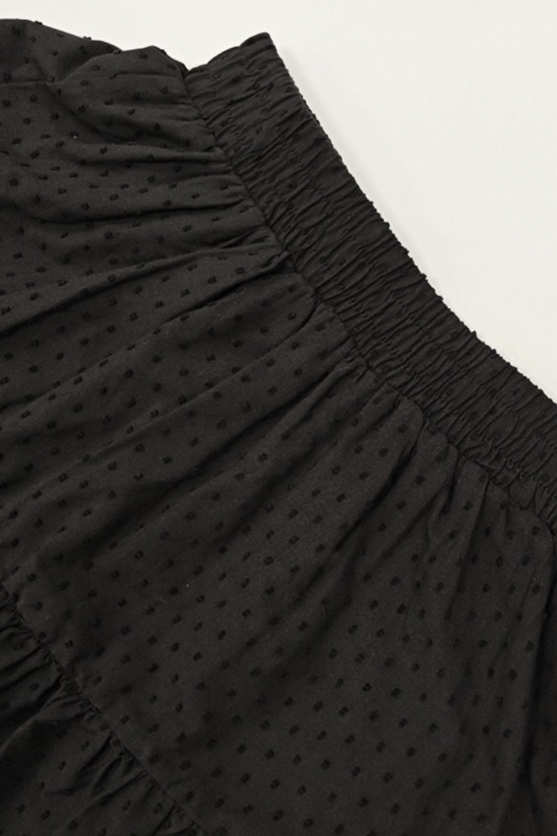 Minifalda escalonada Lena de jacquard y encaje