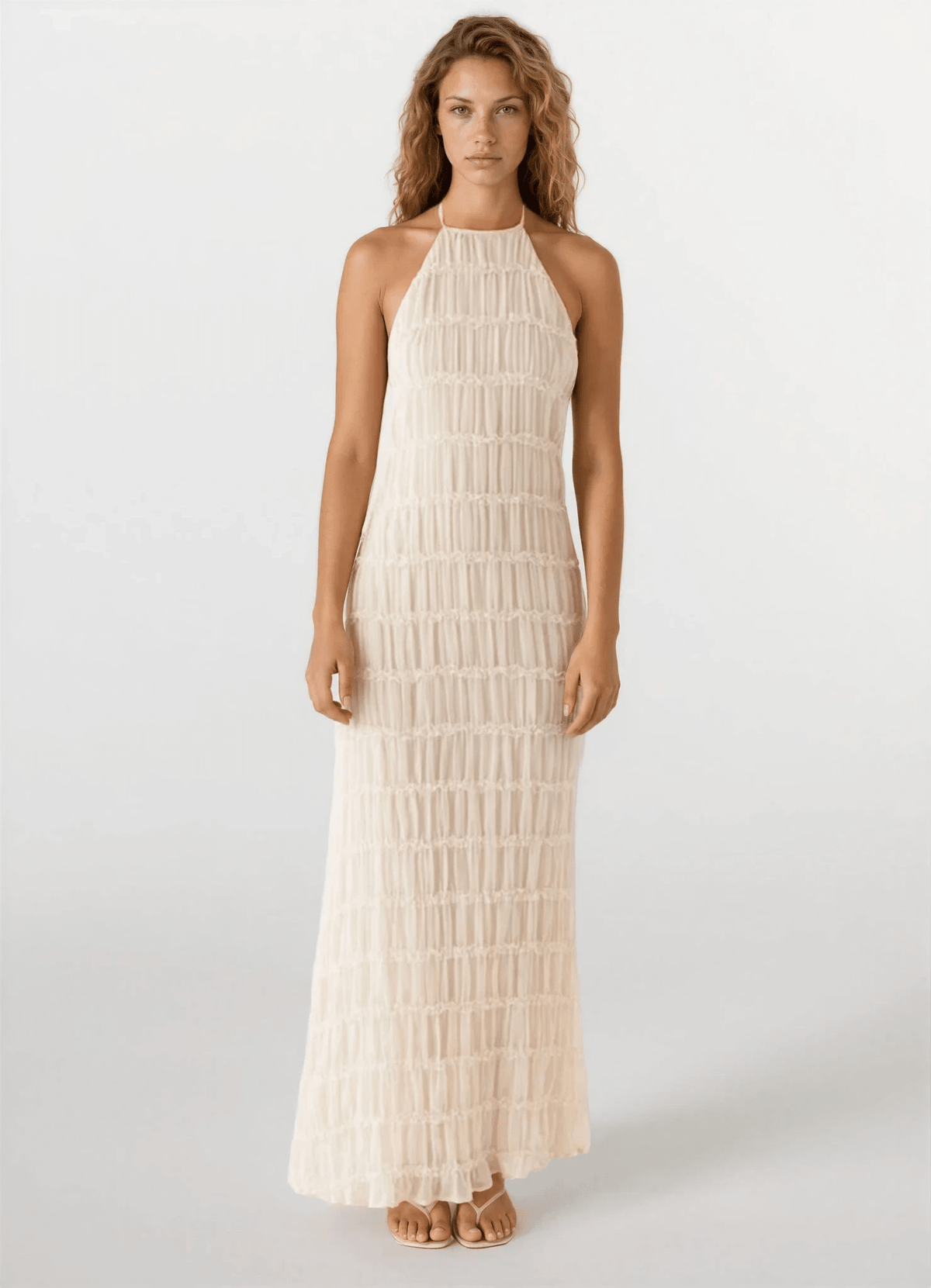 Vestido largo Leslie con textura esculpida y sin espalda