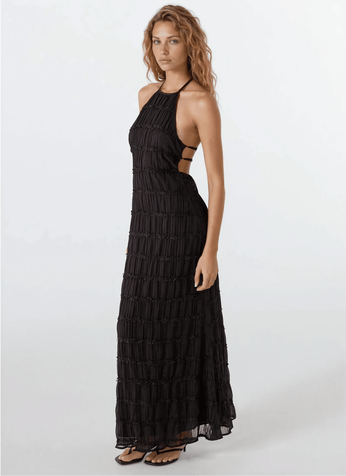 Vestido largo Leslie con textura esculpida y sin espalda