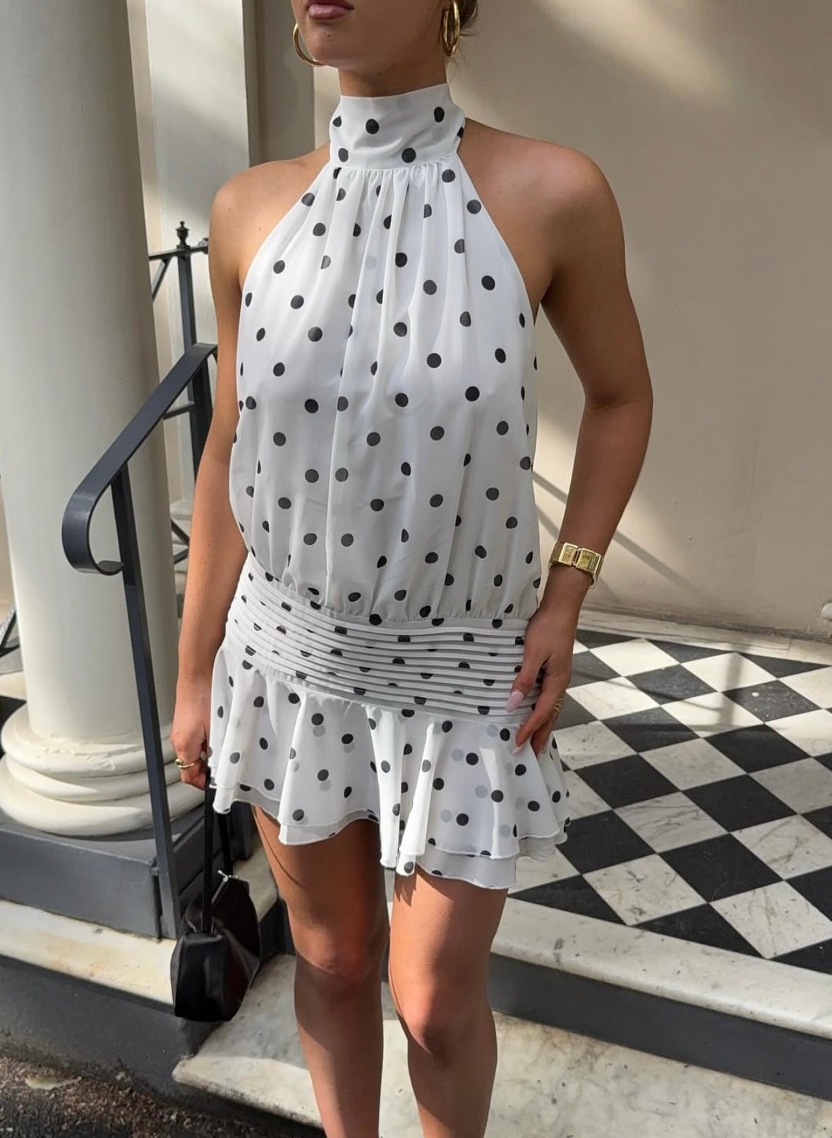 Minivestido de lunares con cuello halter Lianna