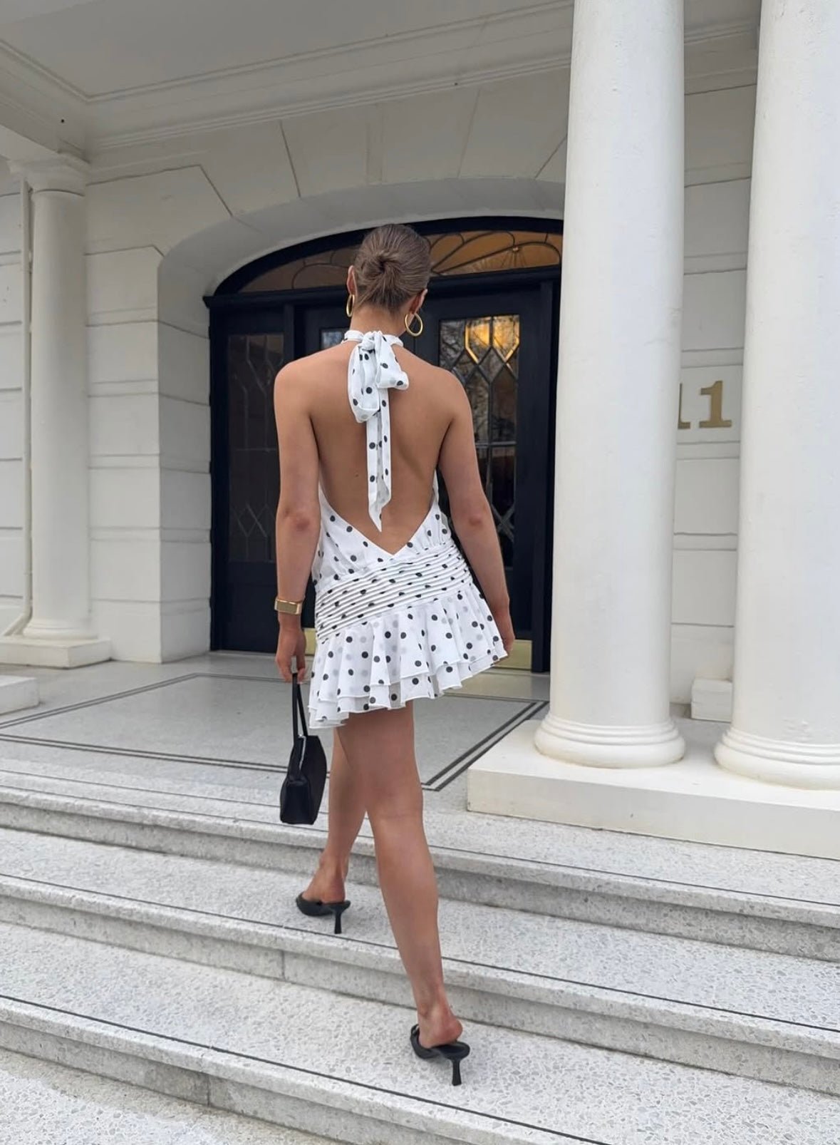 Minivestido de lunares con cuello halter Lianna
