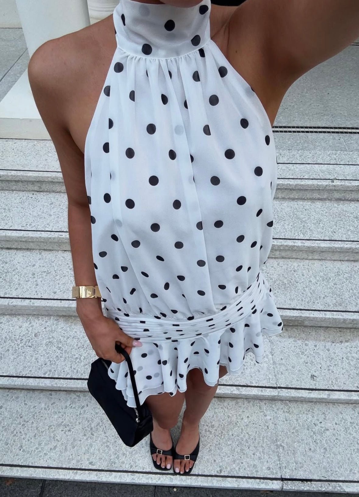 Minivestido de lunares con cuello halter Lianna