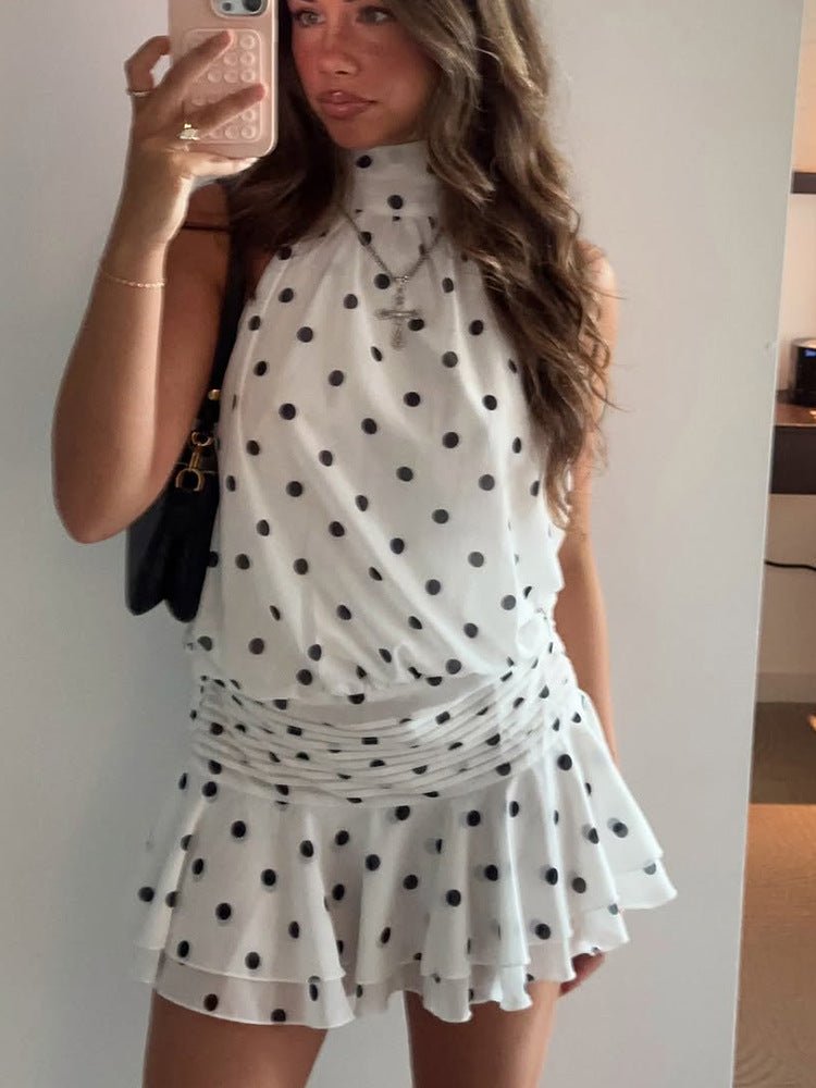 Minivestido de lunares con cuello halter Lianna