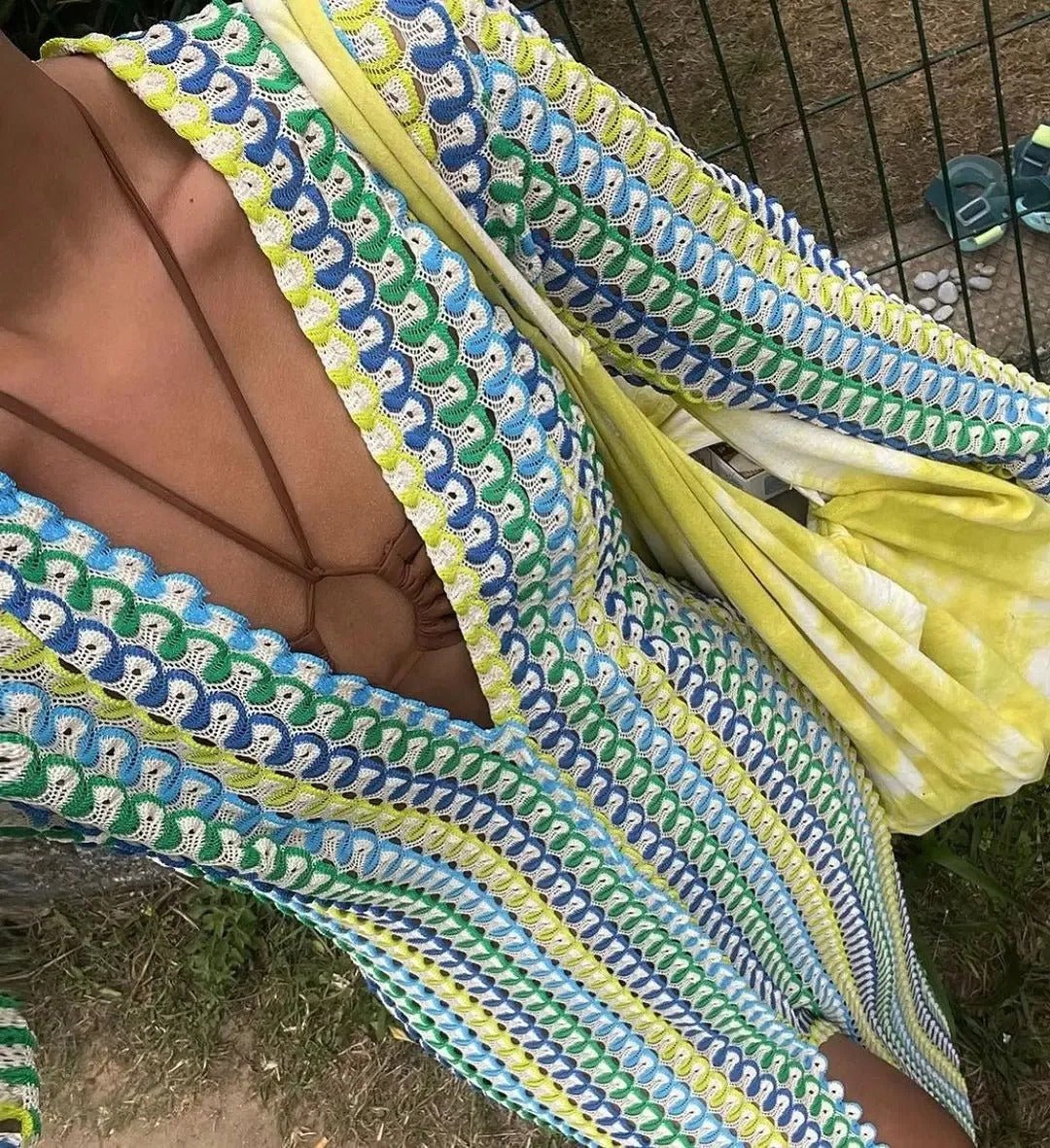 Maxivestido de crochet a rayas Lieke