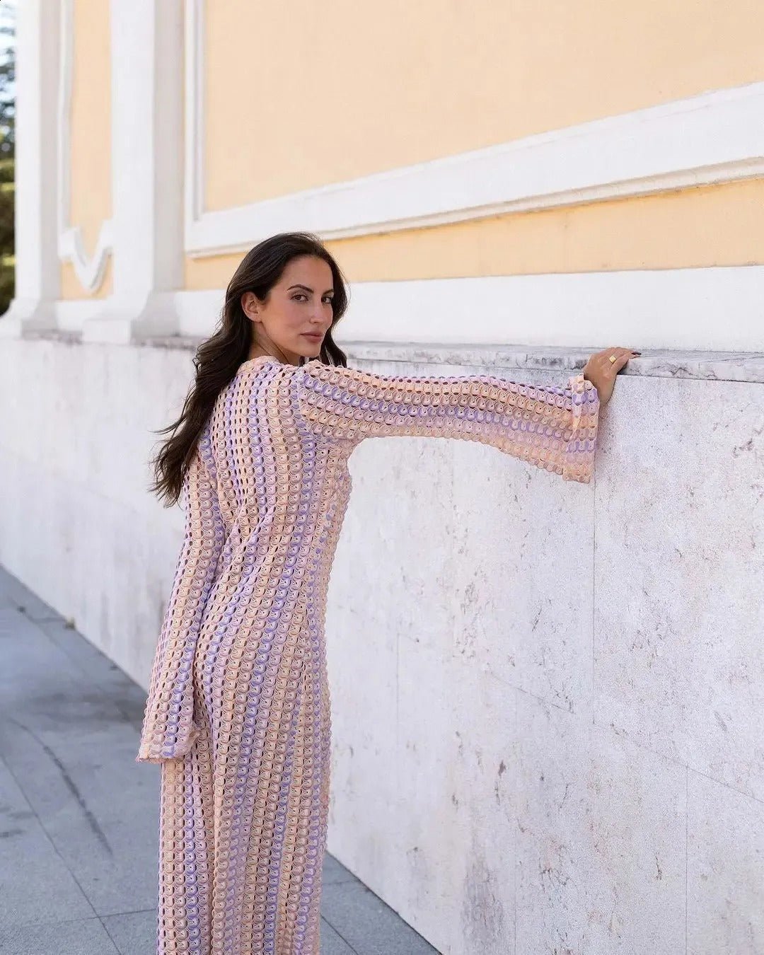 Maxivestido de crochet a rayas Lieke