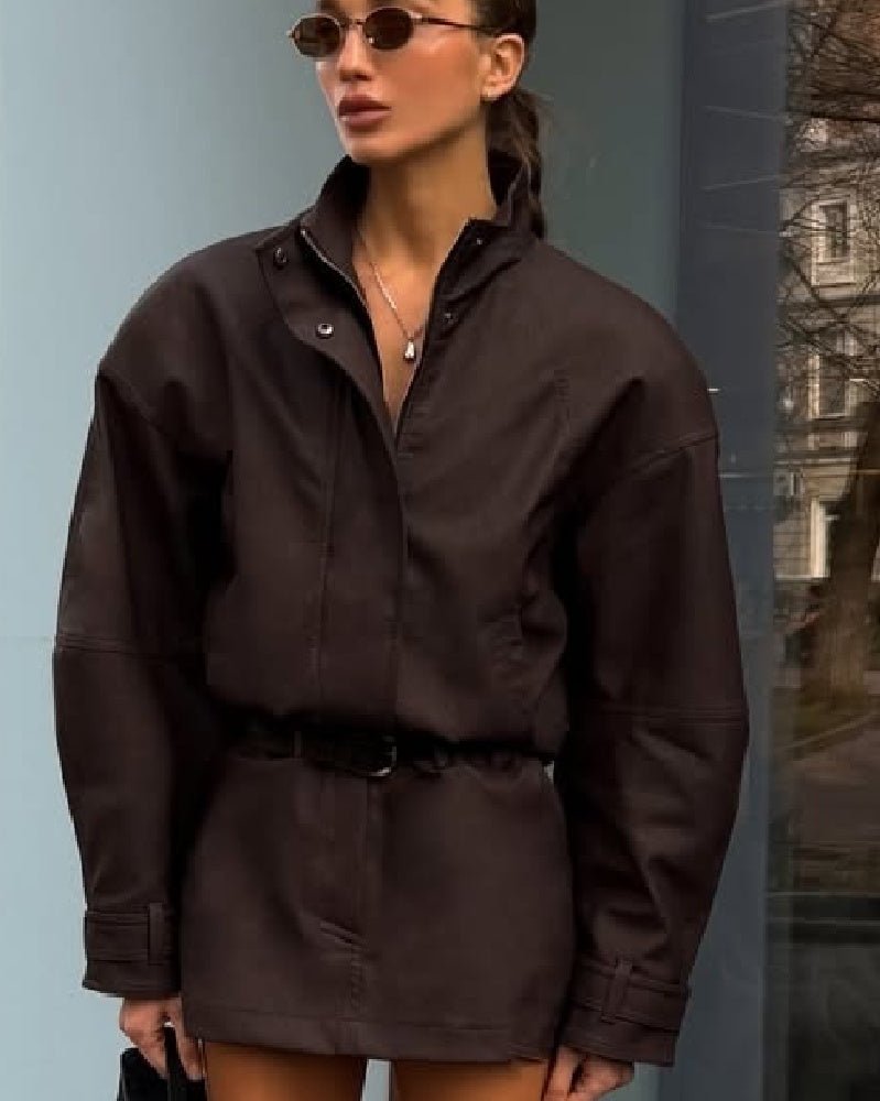 Chaqueta de ante sintético con cremallera Linda