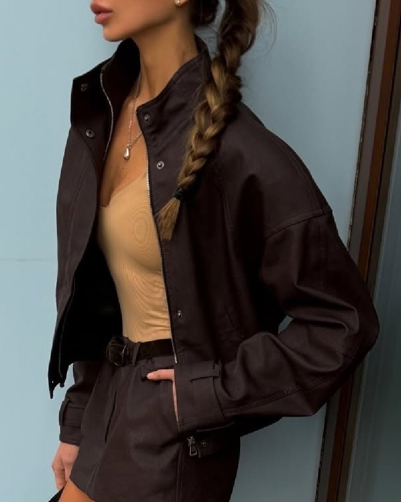 Chaqueta de ante sintético con cremallera Linda