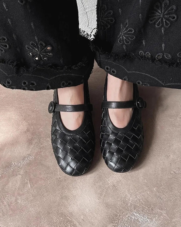 Zapatos planos de cuero trenzado Lisbeth
