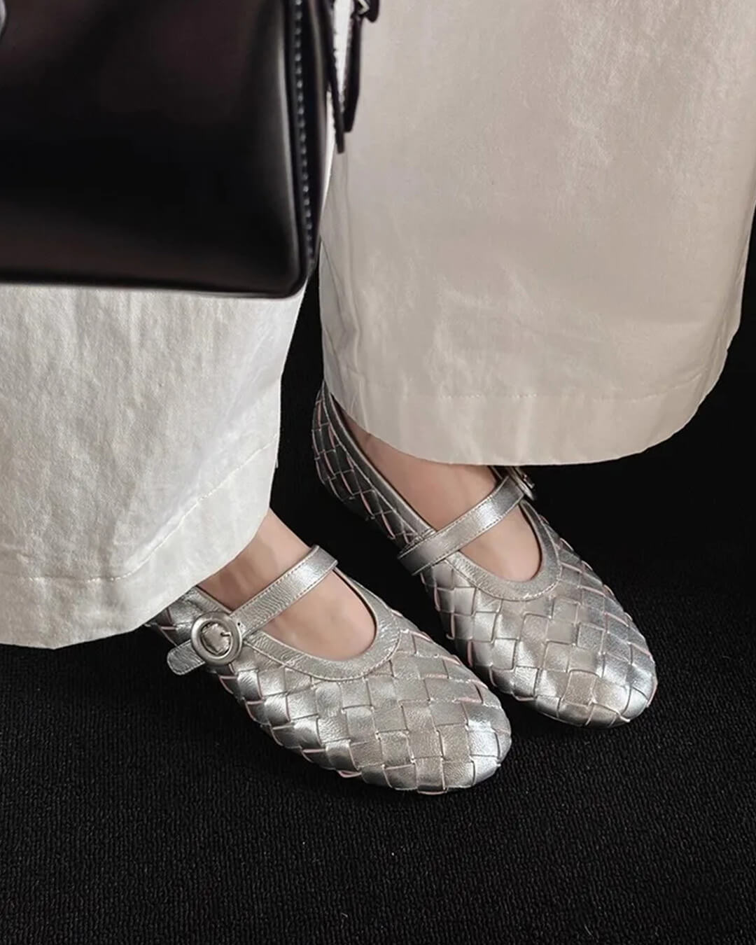 Zapatos planos de cuero trenzado Lisbeth