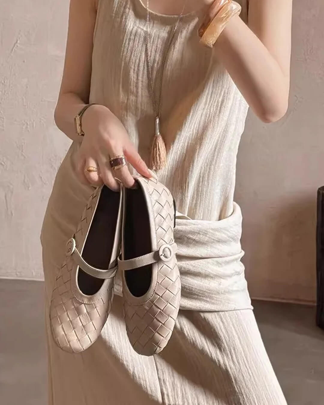 Zapatos planos de cuero trenzado Lisbeth