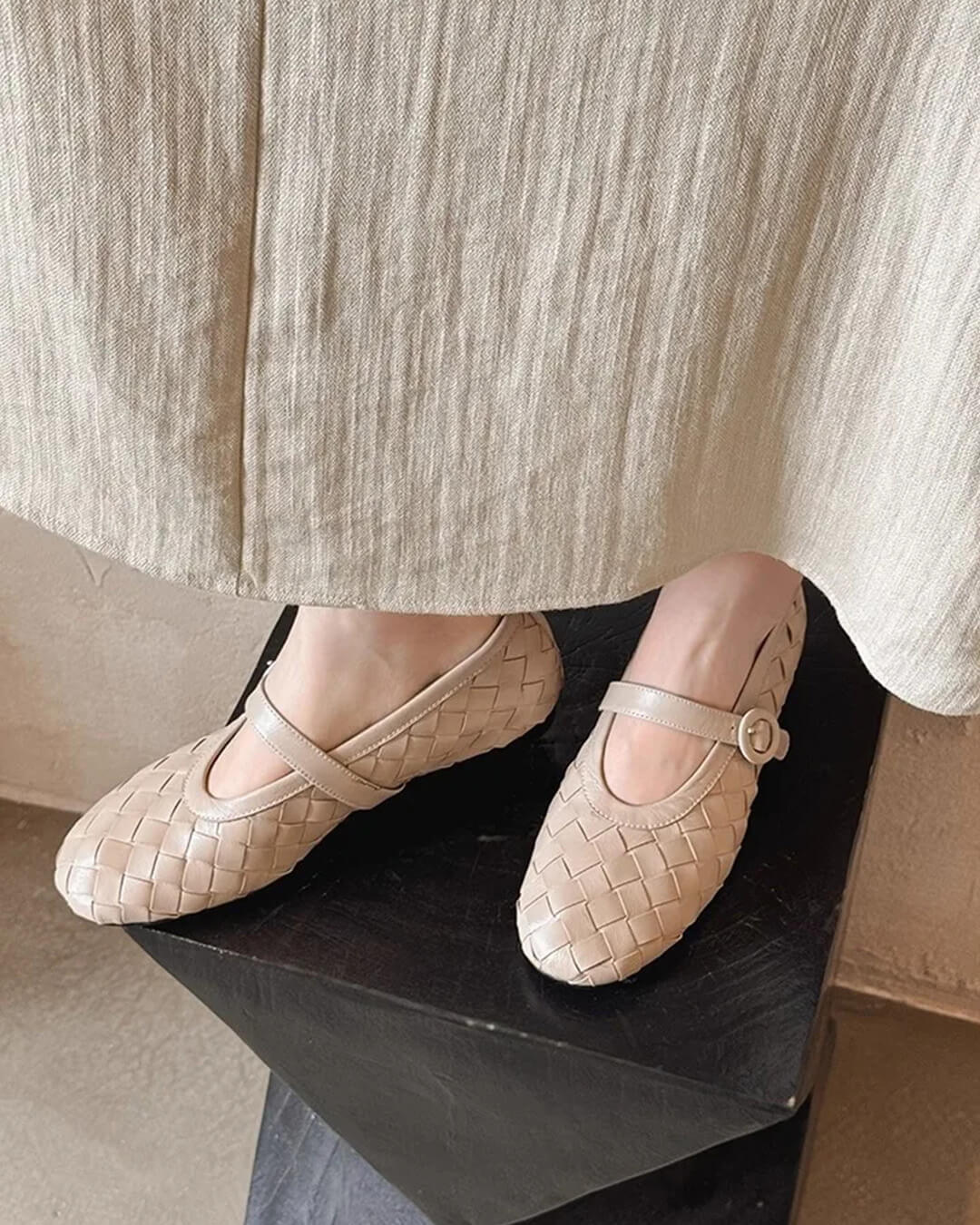 Zapatos planos de cuero trenzado Lisbeth