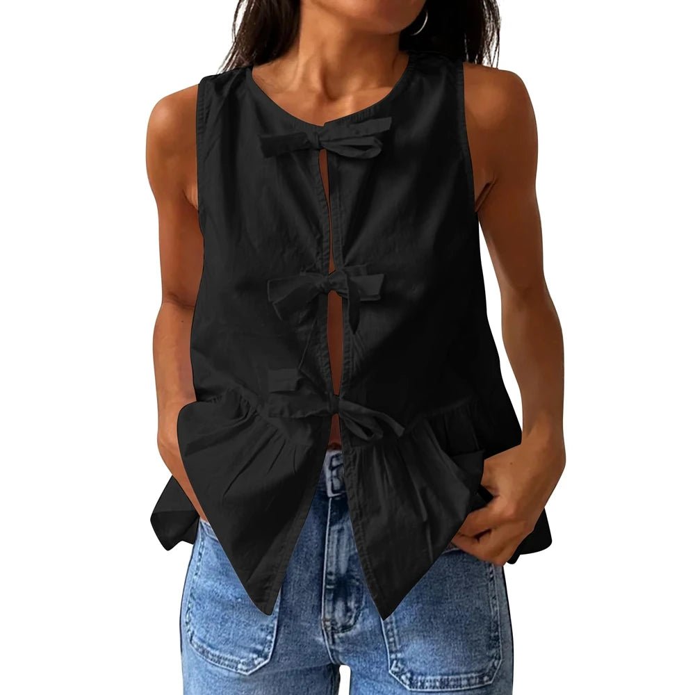 Top de tirantes peplum Lisette con lazo