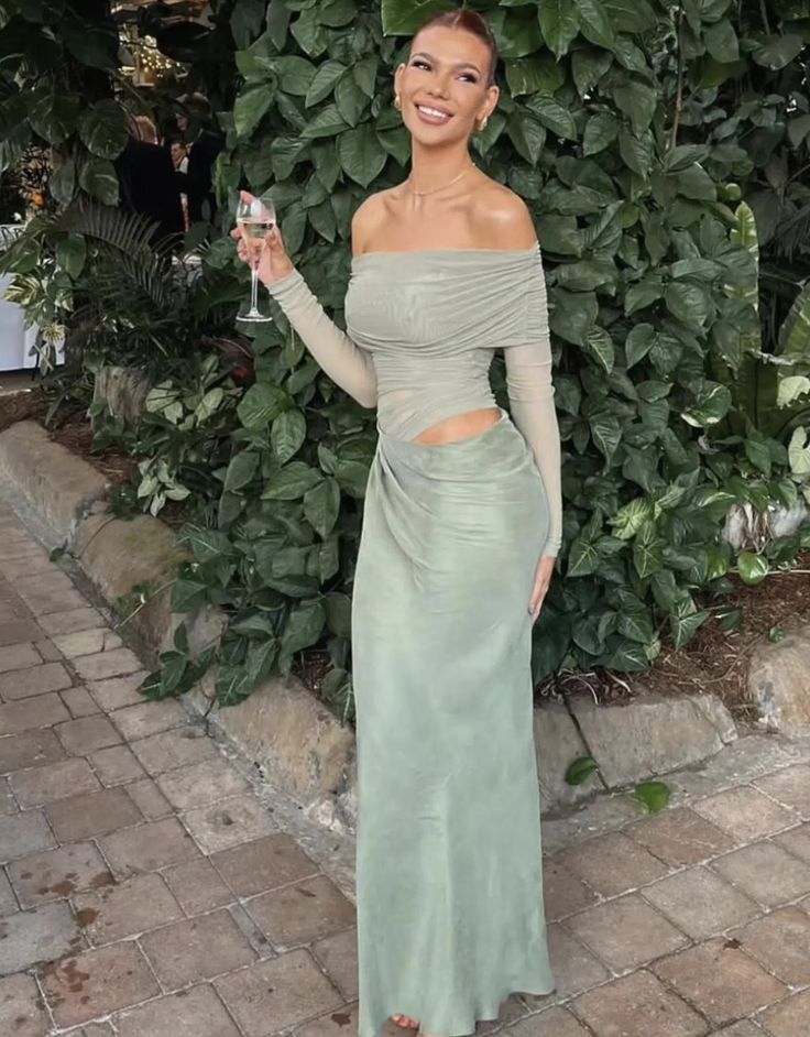 Maxivestido de malla de manga larga Lizy