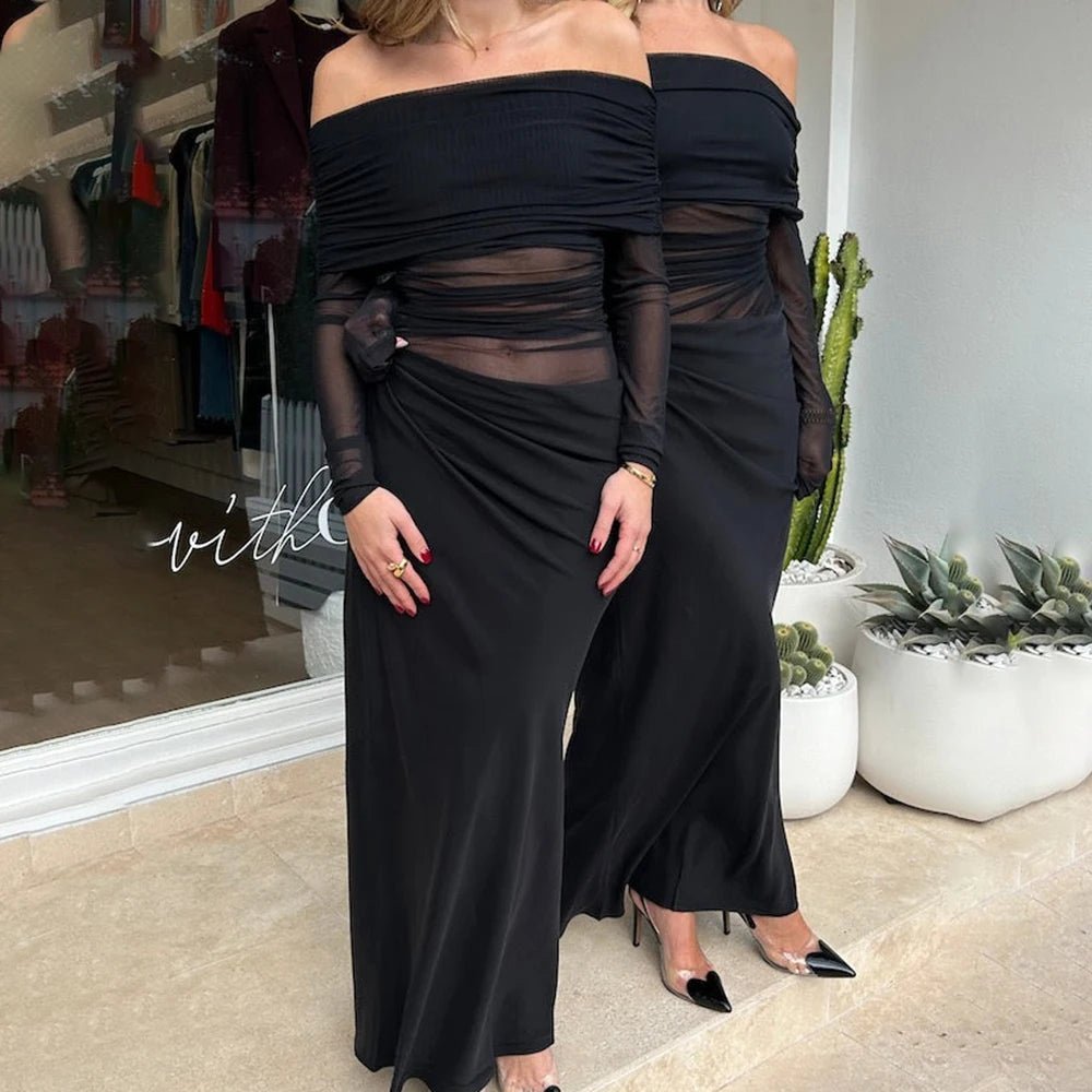 Maxivestido de malla de manga larga Lizy