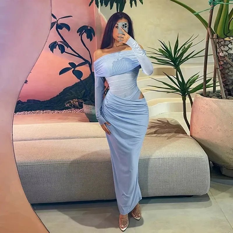 Maxivestido de malla de manga larga Lizy