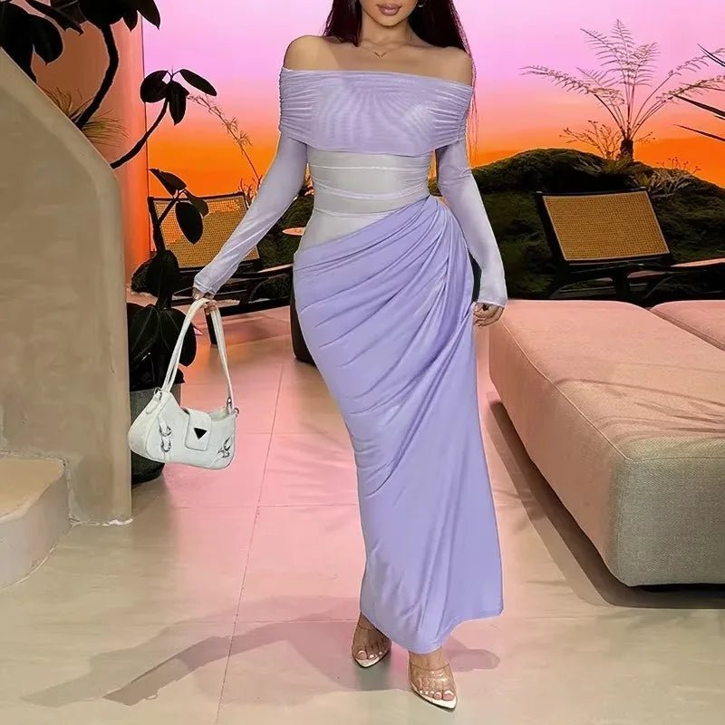 Maxivestido de malla de manga larga Lizy