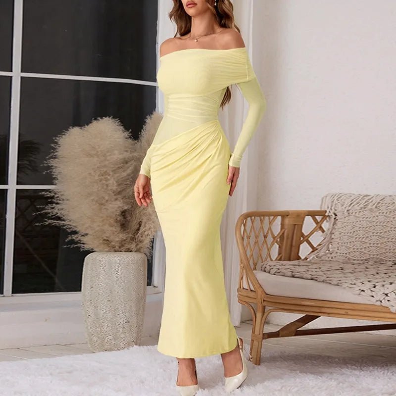 Maxivestido de malla de manga larga Lizy