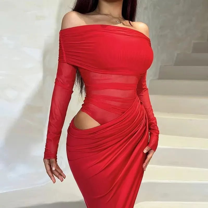Maxivestido de malla de manga larga Lizy