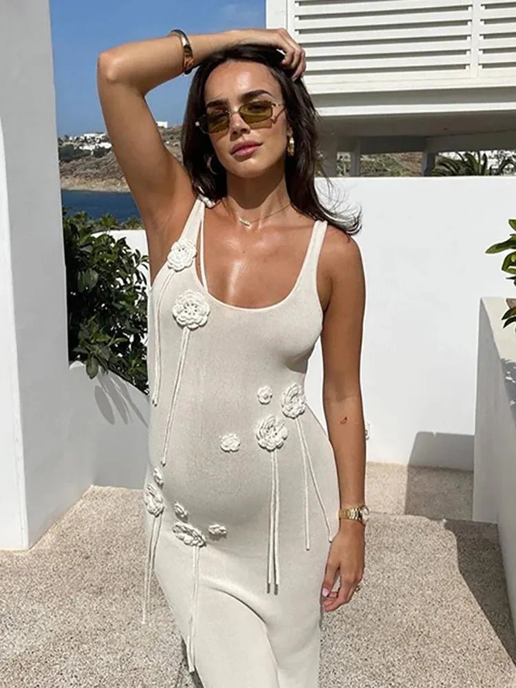 Vestido de punto con flores en 3D para vacaciones Lola