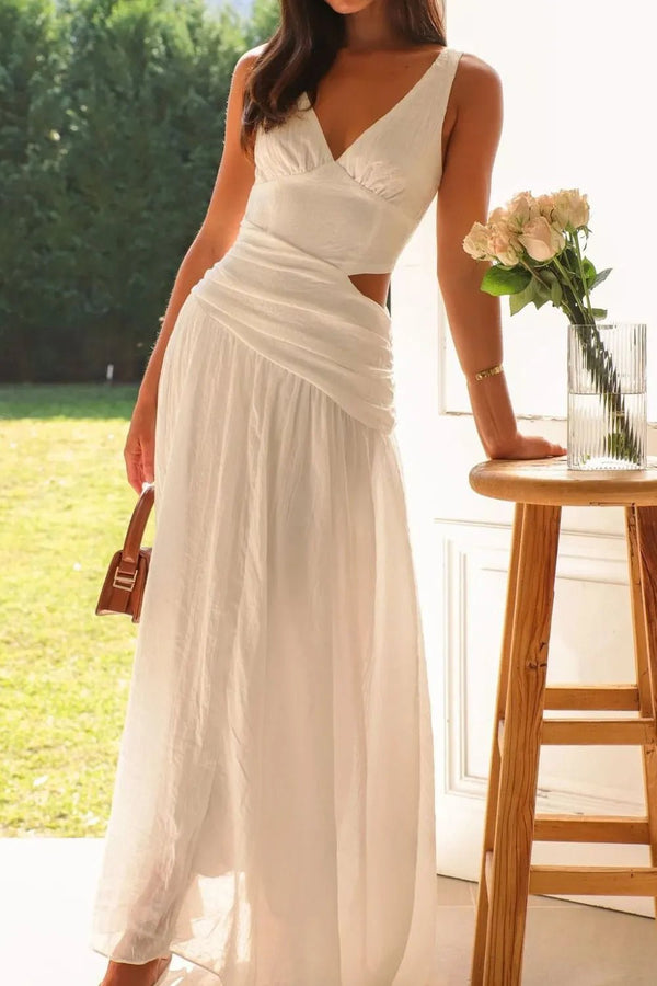 Vestido maxi fruncido con aberturas Lolita