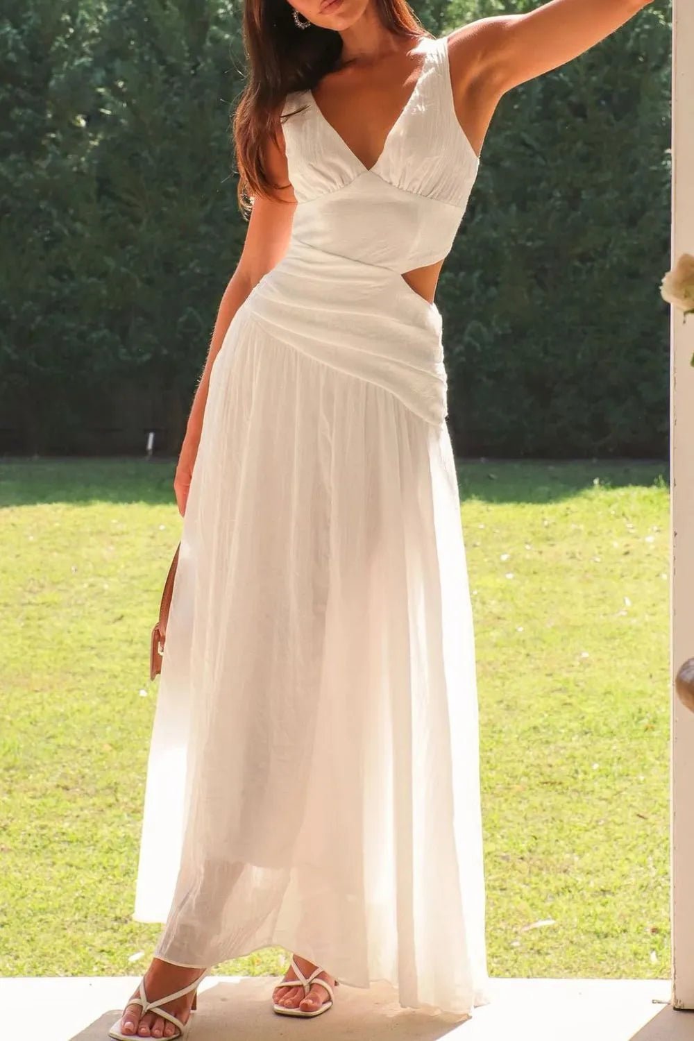 Vestido maxi fruncido con aberturas Lolita