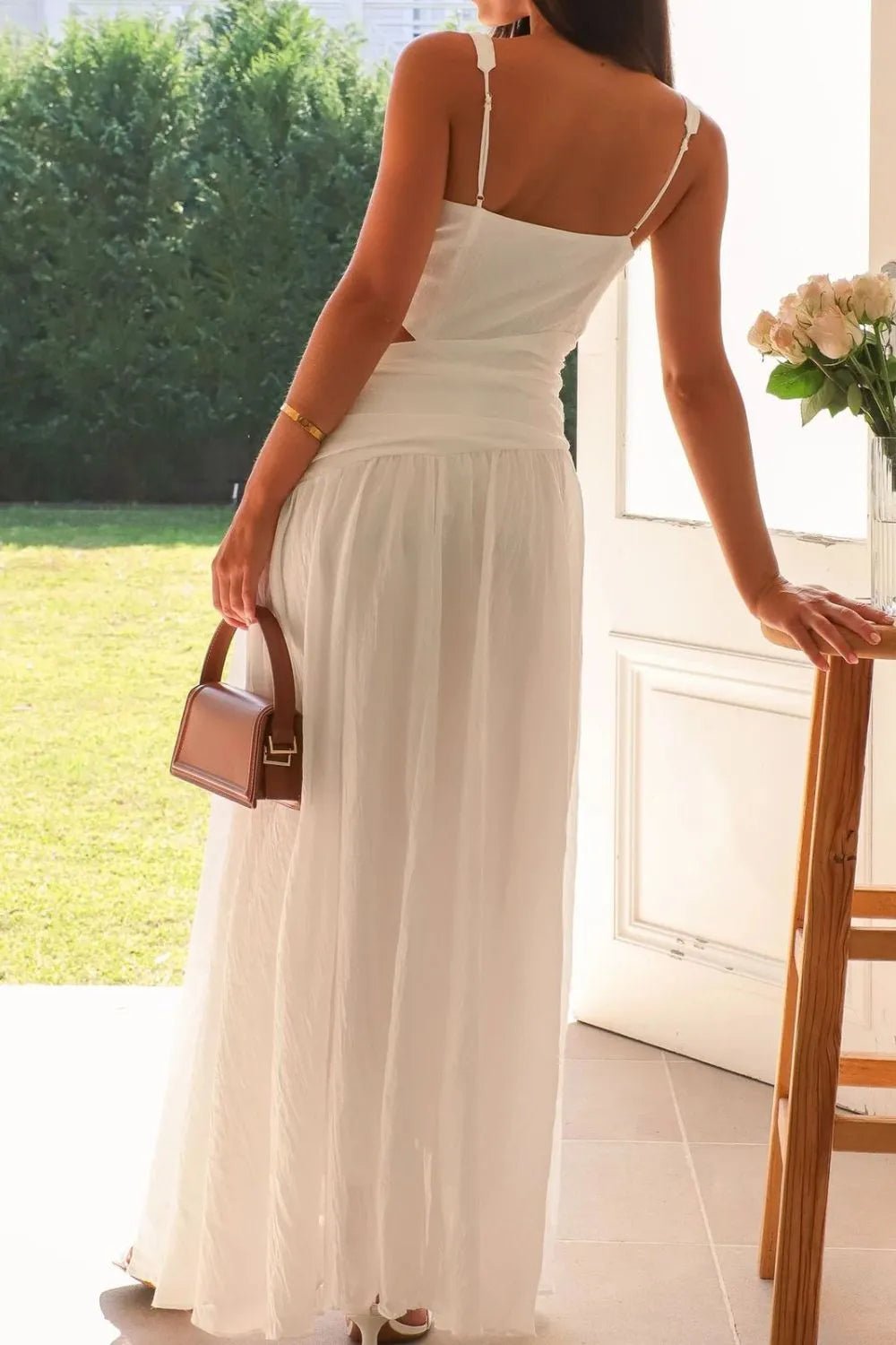 Vestido maxi fruncido con aberturas Lolita
