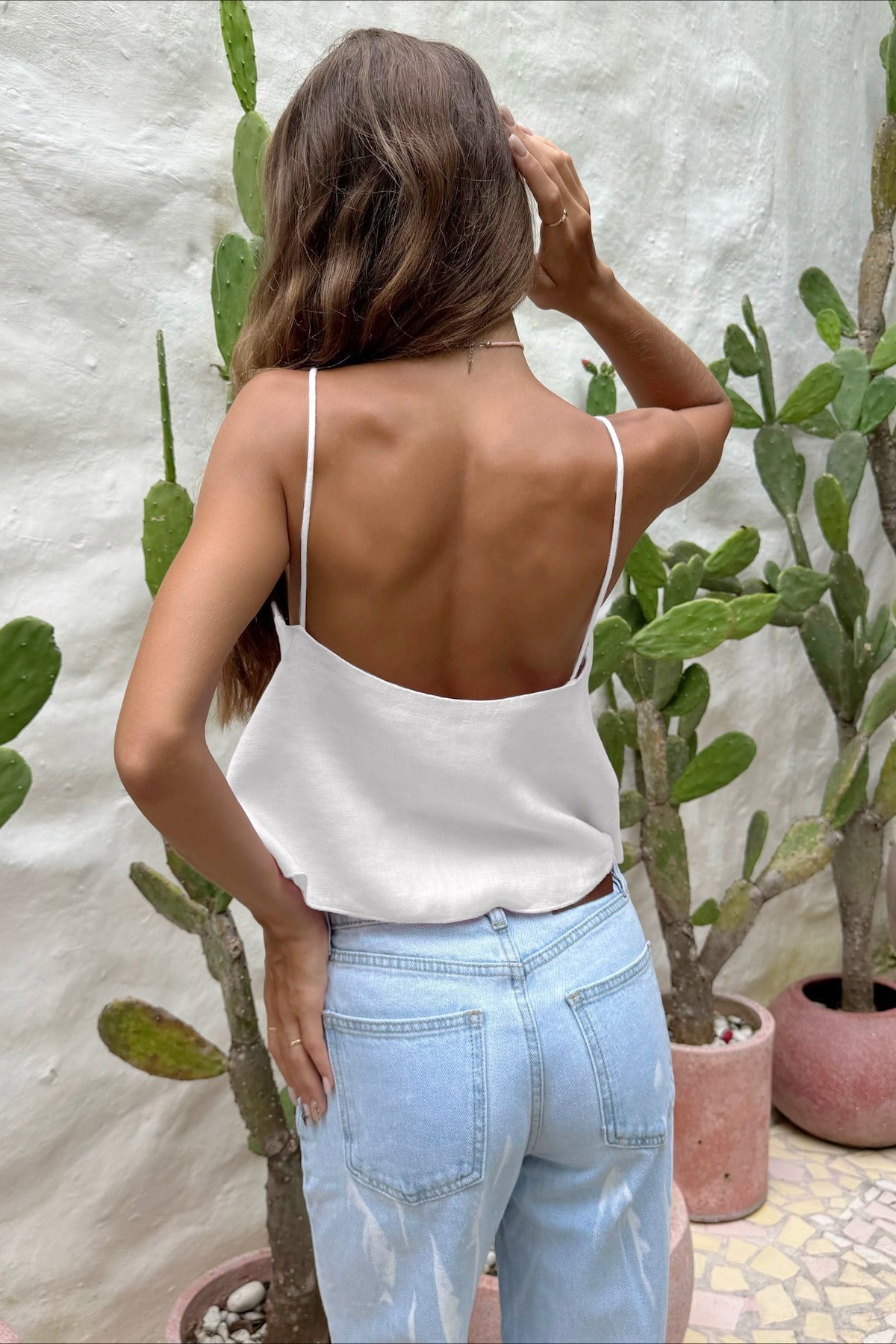 Top corto tipo camisola Loose con aberturas
