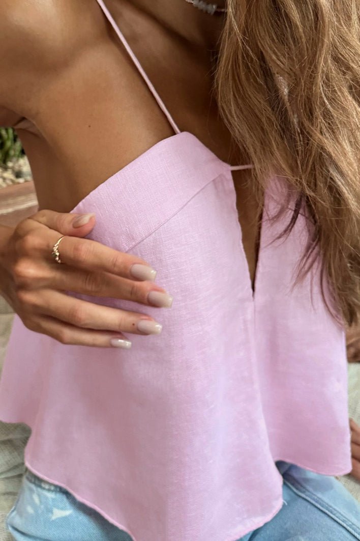 Top corto tipo camisola Loose con aberturas
