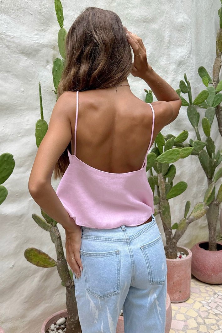 Top corto tipo camisola Loose con aberturas