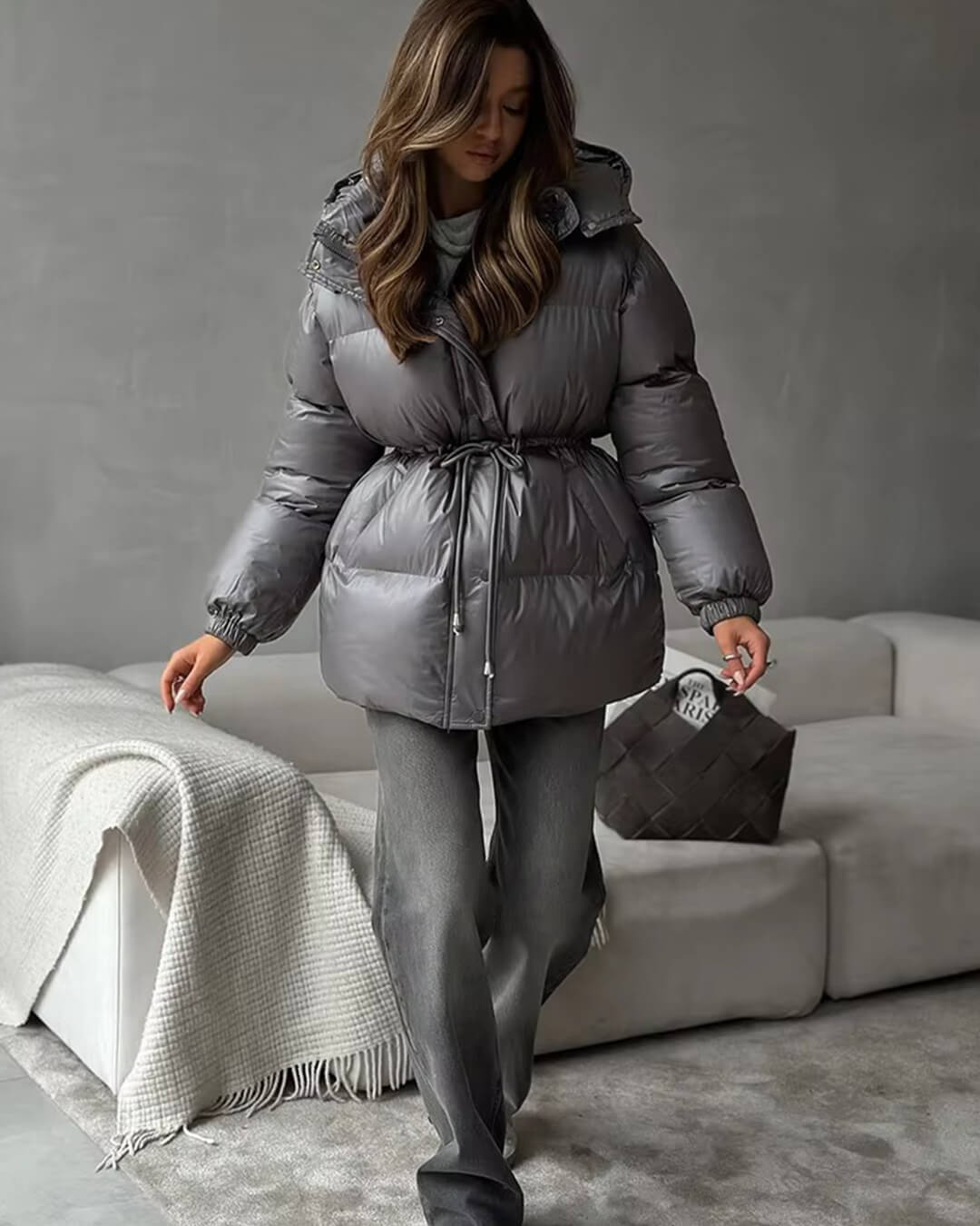 Abrigo acolchado Lorie con capucha y cordón ajustable