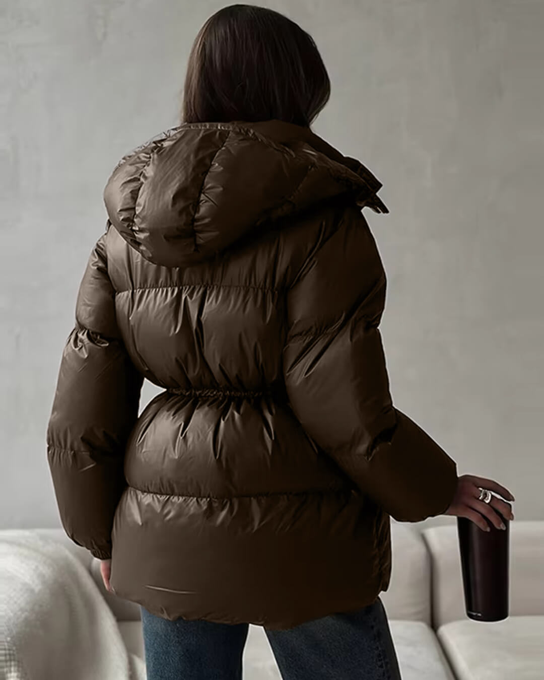 Abrigo acolchado Lorie con capucha y cordón ajustable