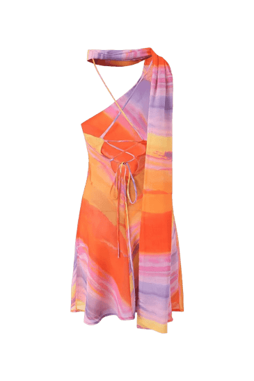 Vestido corto con acabado satinado de un solo hombro Lotte