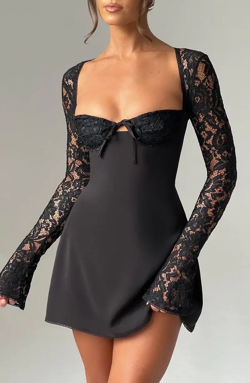 Vestido mini Louise con detalles de encaje