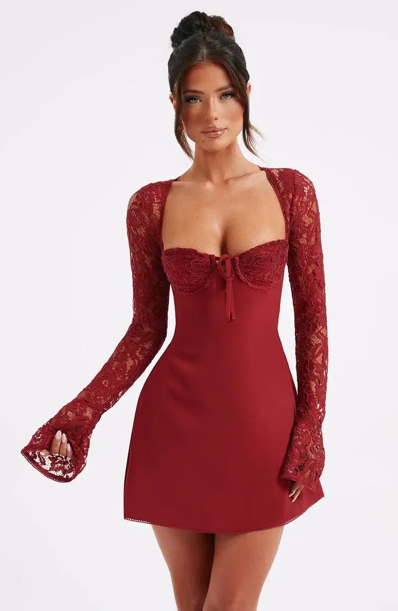 Vestido mini Louise con detalles de encaje