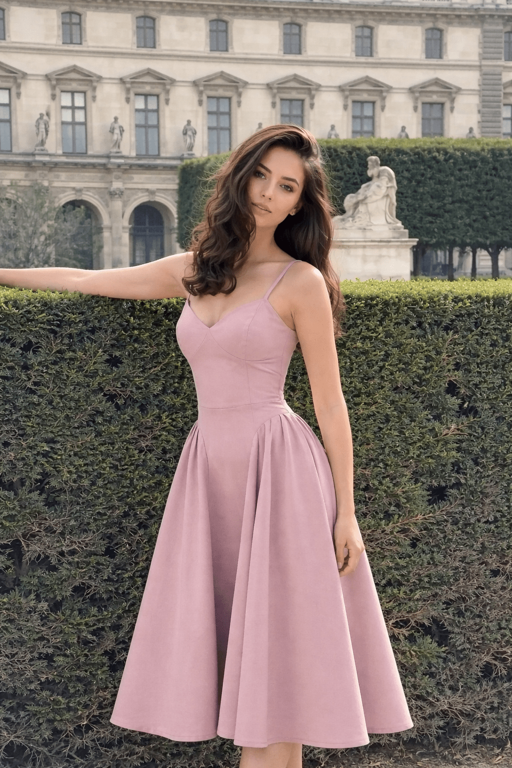 Vestido midi de tirantes con corpiño Luciana