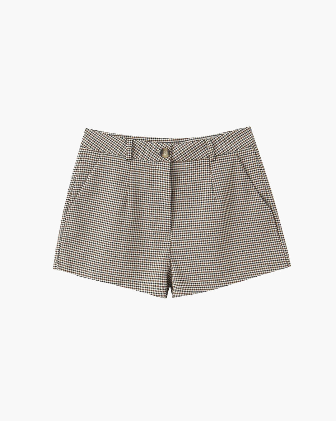 Traje de shorts con cinturón y estampado de pata de gallo Lucy
