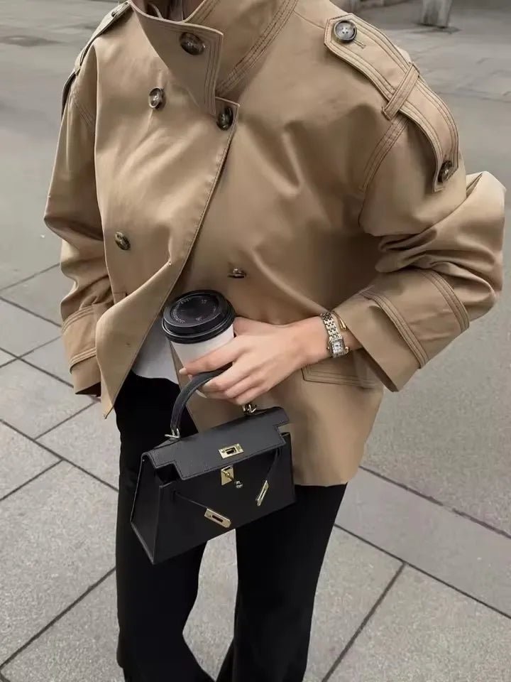 Gabardina corta con cuello mao Lucy