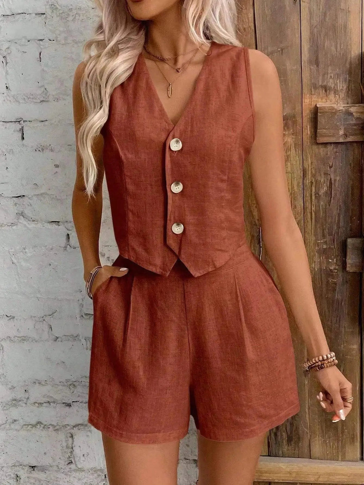 Conjunto Lumi de dos piezas de algodón y lino
