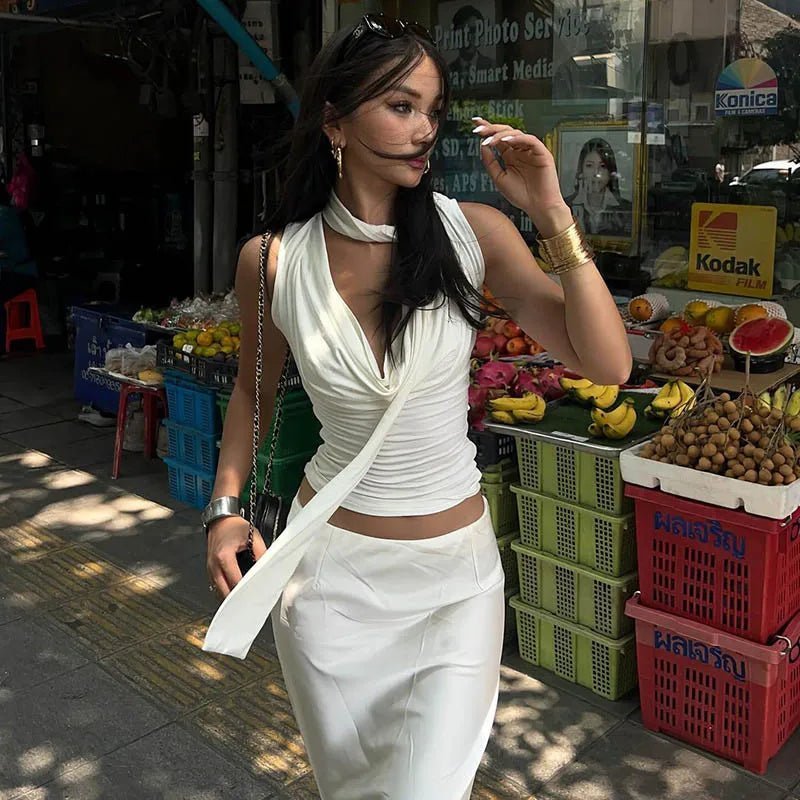 Top sin mangas con lazo en el cuello Lydia