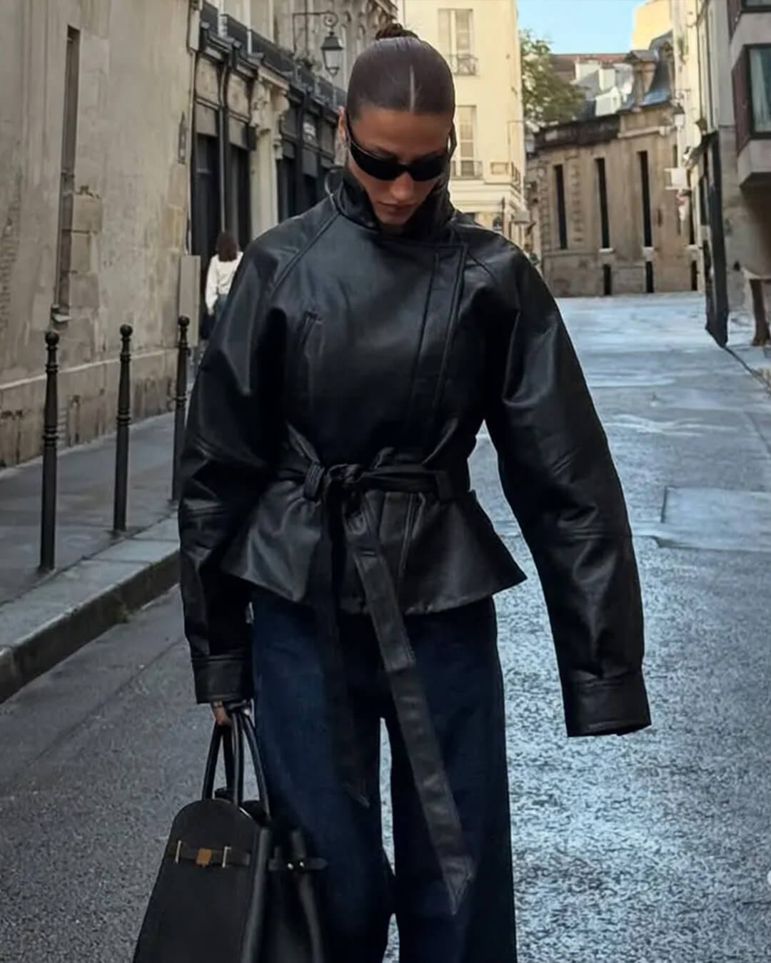 Chaqueta de motociclista de cuero sintético Maggie