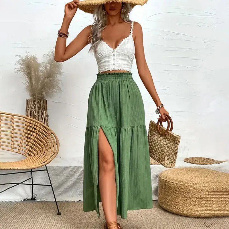 Falda midi bohemia Maia con volantes