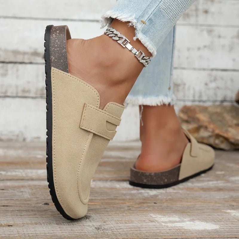 Mules de corcho con aspecto de ante Manon