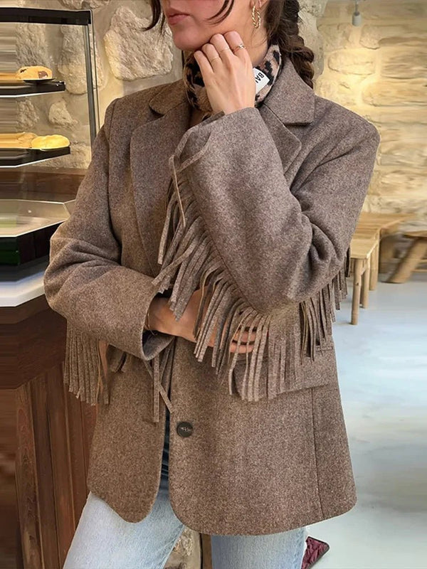 Chaqueta blazer con flecos Marcelle