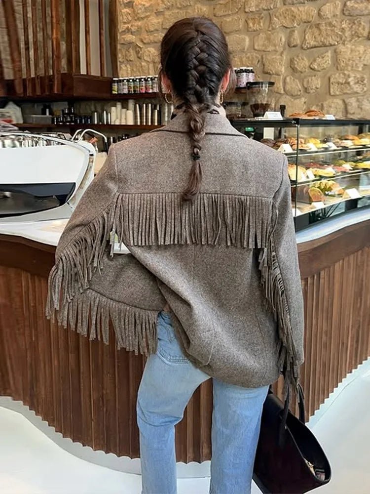 Chaqueta blazer con flecos Marcelle