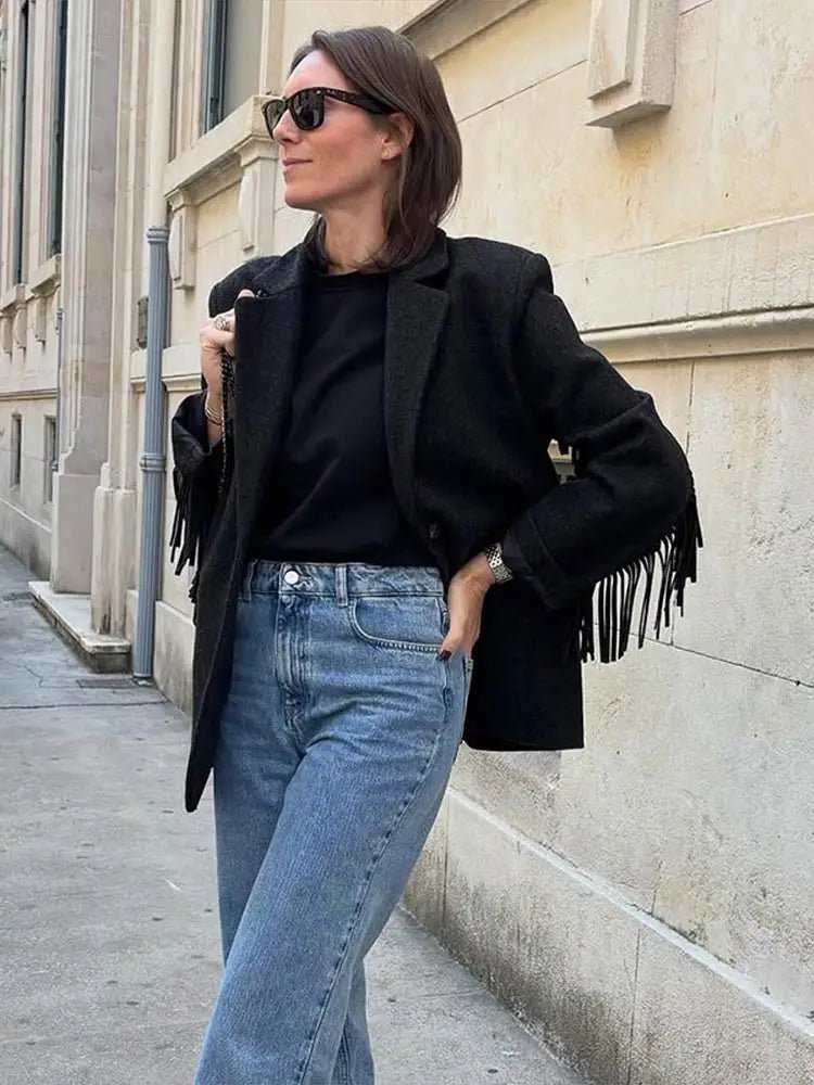 Chaqueta blazer con flecos Marcelle