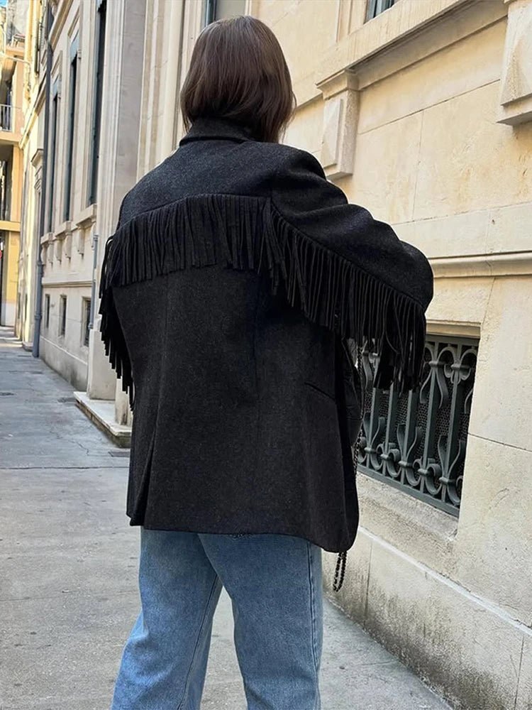 Chaqueta blazer con flecos Marcelle